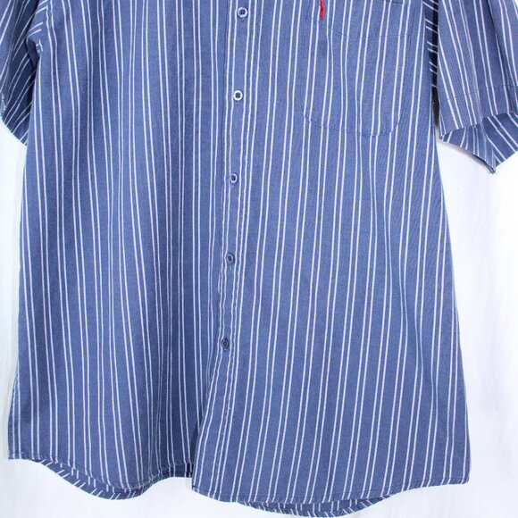 Polo Ralph Lauren Shirt Men XL Blue Striped Red Pony Short Sleeve Button Down - Picture 2 of 5